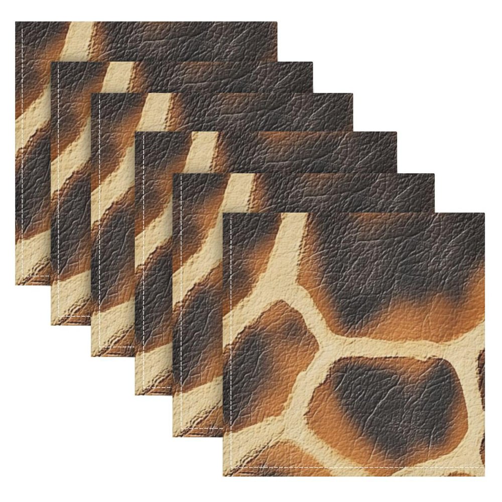 Decorative Reusable Giraffe-Pattern Cloth Napkins, 20 x 20 in, 6-Pack