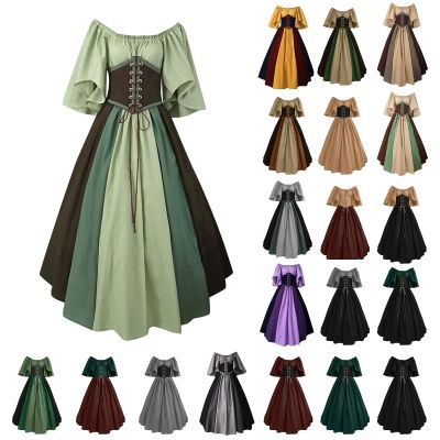 RUITOTP Women's Medieval Renaissance Retro Party Dress, Gothic Vintage Maxi Costume for Halloween, S-5XL