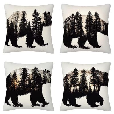 Outdoor Throw Pillow Covers 60 x 60 cm, Waterproof, 4-Pack, Double-Sided Printed Linen Covers