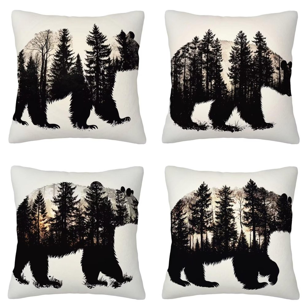 Outdoor Throw Pillow Covers 60 x 60 cm, Waterproof, 4-Pack, Double-Sided Printed Linen Covers