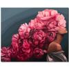 TISHIRON Painting by Numbers for Adults - Girl with Rose in Dark, Floral Theme - 16x20 inch view 1
