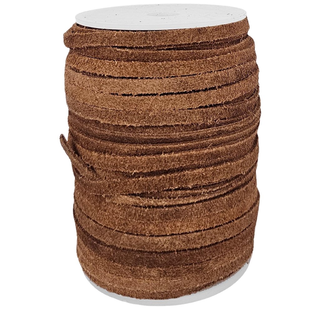 esnado Suede Cord 5 mm in Natural Brown | 1 Meter Genuine Leather