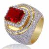 Jpltlvy Men's CZ Ruby Ring, Gold Vintage Statement Band view 1