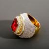 Jpltlvy Men's CZ Ruby Ring, Gold Vintage Statement Band view 4