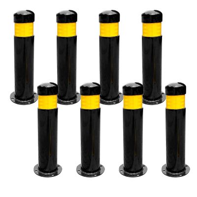 Snaweo Safety Bollards with Anchor Bolts and Reflective Strips, 75 cm, 8-Pack