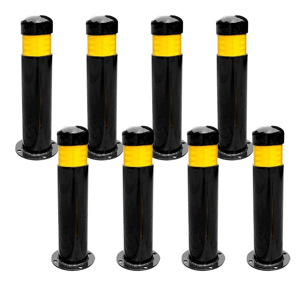 Snaweo Safety Bollards with Anchor Bolts and Reflective Strips, 75 cm, 8-Pack