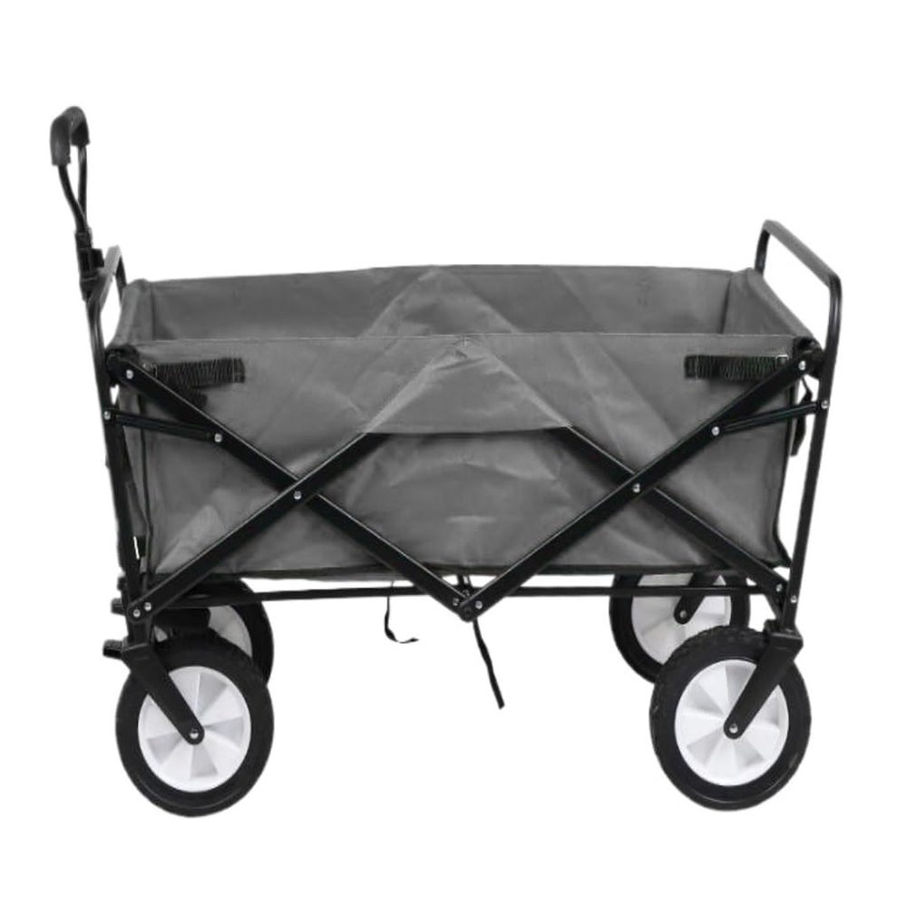 ZGYOZMNG Folding Outdoor Utility Cart, 4-Wheel Beach and Camping Trolley, Black