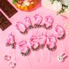 Pixel Birthday Candle, Premium Pink Girl Pixel Print view 3