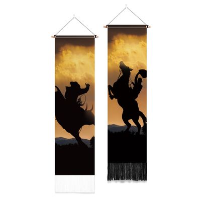 PLIGREAT 2 Pack Western Cowboy Tapestry 52 x 13 Inches