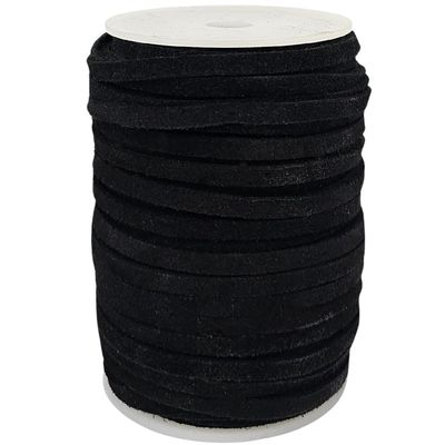 esnado Suede Ribbon 5 mm in Black | 1 Meter Genuine Leather