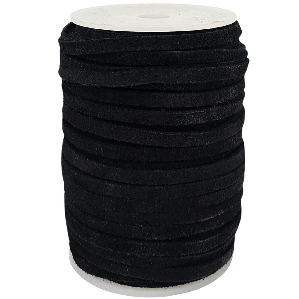 esnado Suede Ribbon 5 mm in Black | 1 Meter Genuine Leather