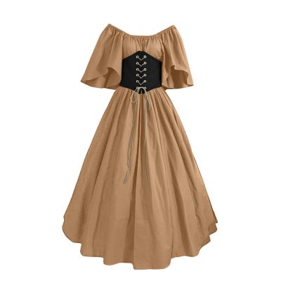 Richymfa Women's Short-Sleeve Carnival Costume, 800s Retro Renaissance Princess Dress, Curvy Green Medieval Dress