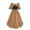 Richymfa Women's Short-Sleeve Carnival Costume, 800s Retro Renaissance Princess Dress, Curvy Green Medieval Dress view 1