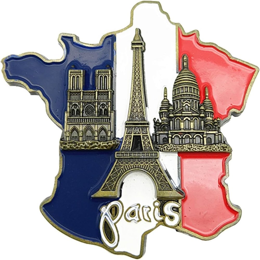 3D France Map Refrigerator Magnet