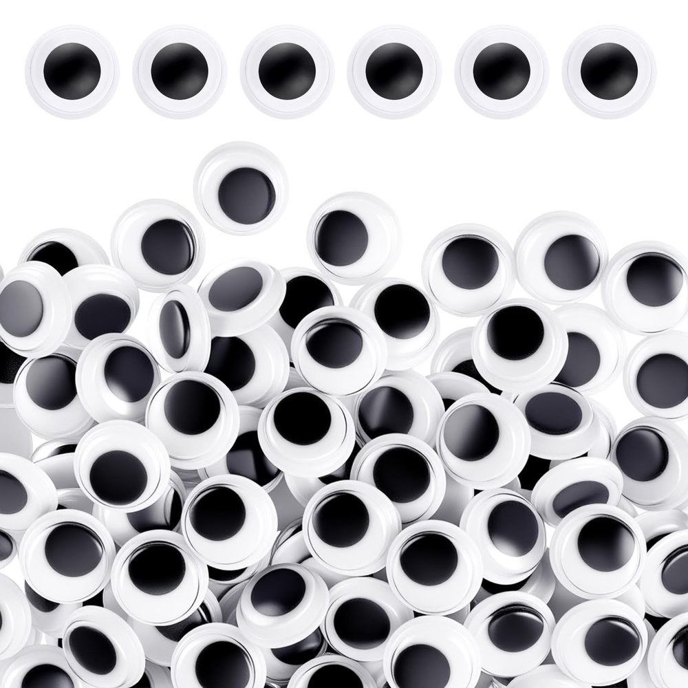 Lusofie Self-Adhesive Wiggle Eyes 300 Pcs 12mm Black