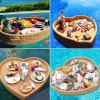 Floating Pool Serving Tray, Woven Rattan, Apricot, 60 x 60 cm view 2