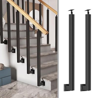LQSYBHD Black Stair Railing Posts, 270° Adjustable Square Balusters, Side-Mount 2-Pack, 95 cm/37.4 in