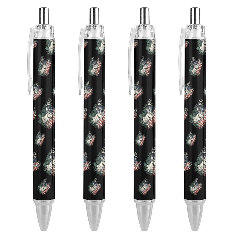 Lrtyuasq Retractable Ballpoint Pen with US Flag, Black Ink, 0.5 mm, Smooth Writing, Notes, Office Accessory