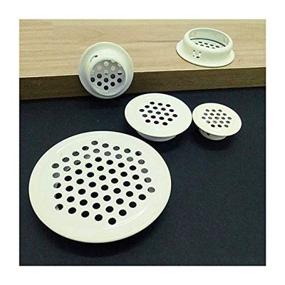 10 Stainless Steel Ventilation Grilles with Mesh Holes for Wardrobes, Louvered Vent Cover, Milky White (Flat 25 mm)