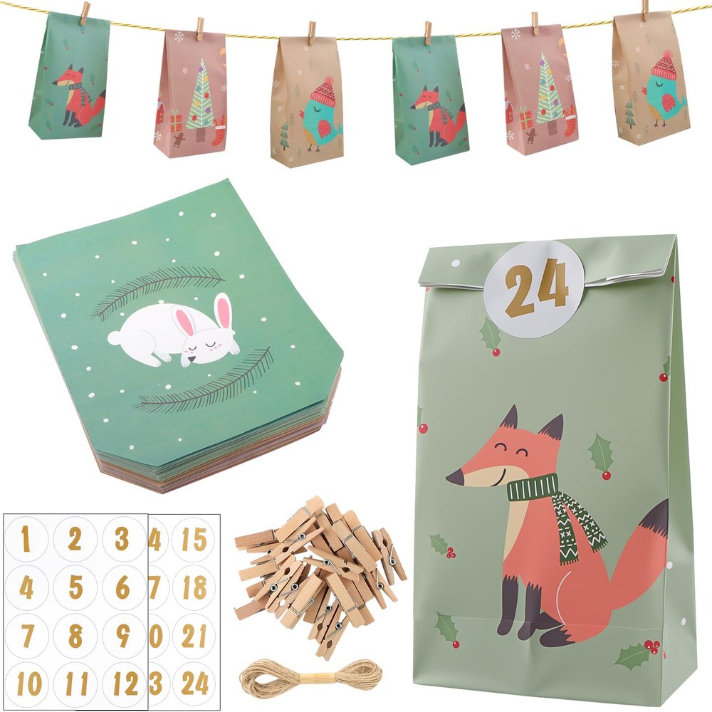 DXiongW 24-Piece Advent Calendar Bags Set