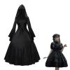 Maleficent Costume for Women, Gothic Lace-Up Hooded Dress, Vintage Medieval Renaissance Cosplay Dress view 2