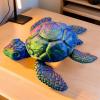Turtle Statue | 3D Printed Movable Sea Turtle for Table - Compact Interactive Animal Figure view 3