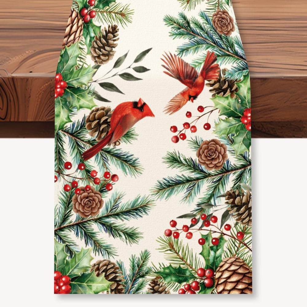 WADORN Christmas Cardinal Table Runner