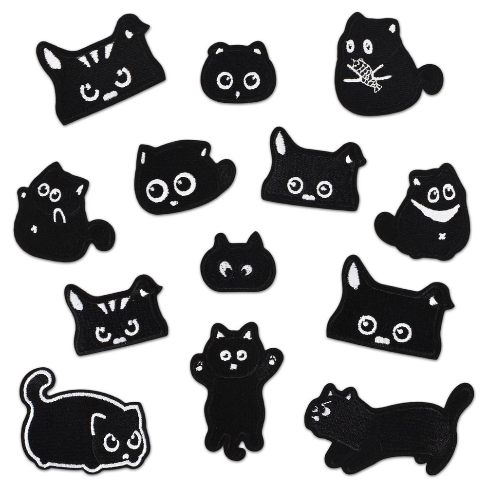 Black Cat Iron-On Patches (13 Pack)
