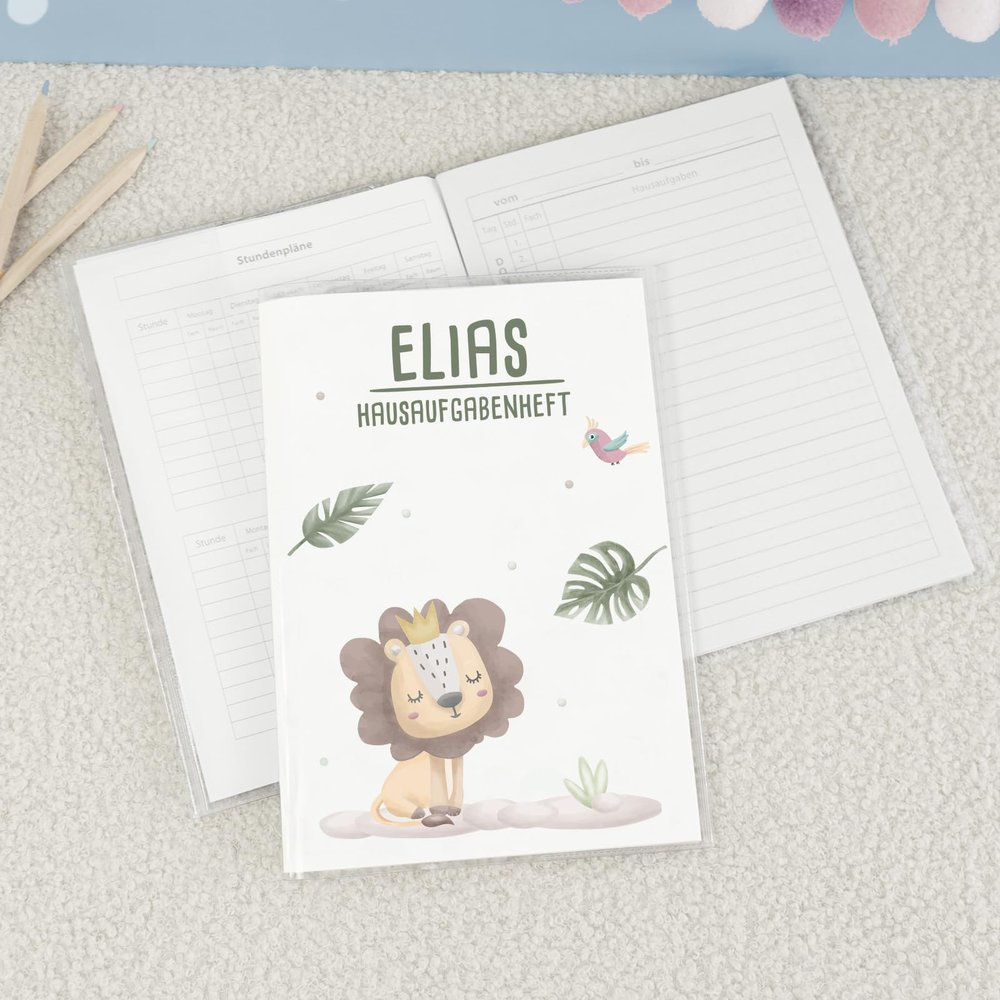 hellomini DIN A5 Homework Planner Cover with Personalized Name Insert, Optional Notebook