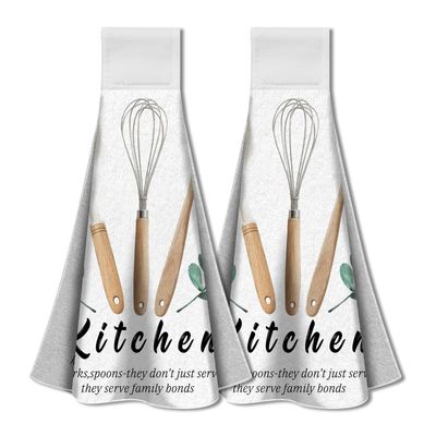 WADORN 2-Pack Kitchen Towels with Leaf Design