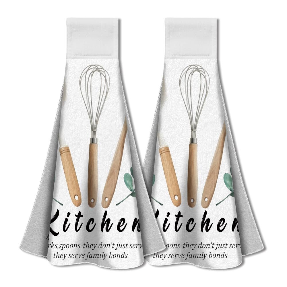 WADORN 2-Pack Kitchen Towels with Leaf Design