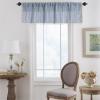Stfery Blue Semi-Sheer Kitchen Curtain with Embroidered Stripes and Tassel view 1