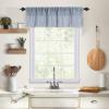 Stfery Blue Semi-Sheer Kitchen Curtain with Embroidered Stripes and Tassel view 4