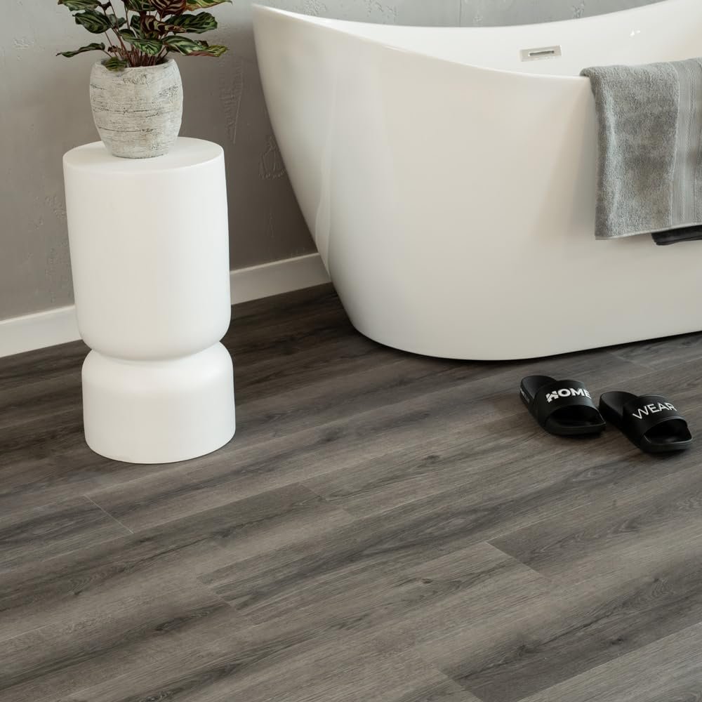 Home Deluxe ROMIA Anthracite Click Vinyl Flooring with Underlayment - 40 m