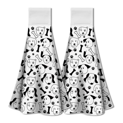 WADORN 2-Pack Black & White Dog Towels