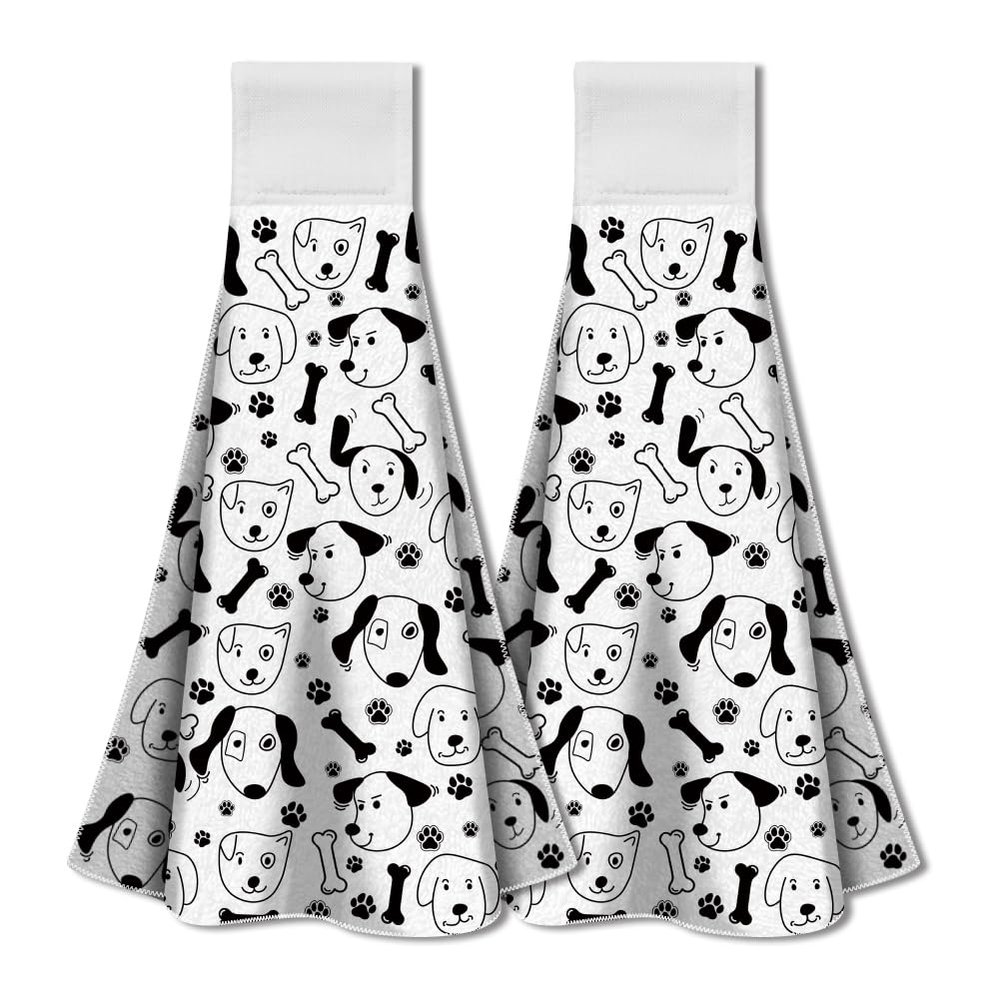 WADORN 2-Pack Black & White Dog Towels