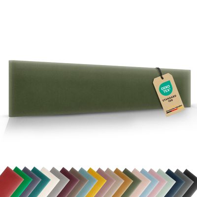 VELUYA Rectangular Velvet Wall Cushion, 60 x 20 cm, OEKO-TEX, Made in EU, Khaki M09