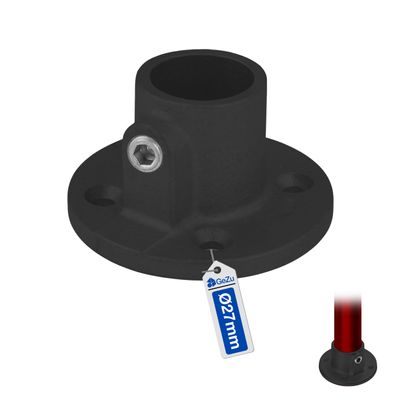 GEZU IMPEX Round Pipe Base Plate, 27 mm, Black Powder-Coated