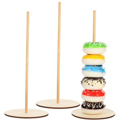 BESTYASH Wooden Donut Stands, Set of 3, Boxwood, Sturdy