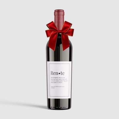 MilaBoo 2-Pack Wine Labels with Ribbon | Various Occasions | Elegant Self-Adhesive & Waterproof Bottle Labels (Retirement - Red)
