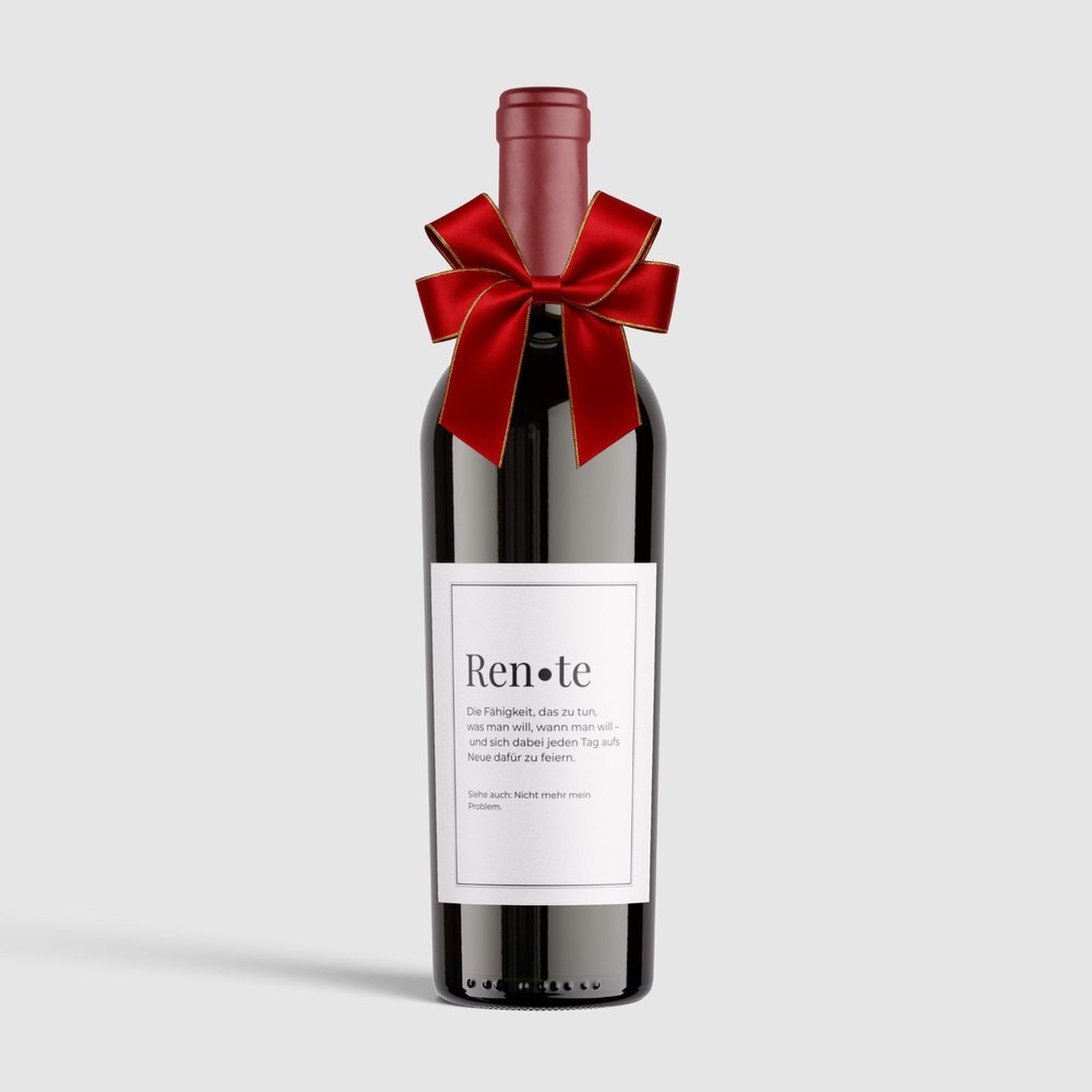MilaBoo 2-Pack Wine Labels with Ribbon | Various Occasions | Elegant Self-Adhesive & Waterproof Bottle Labels (Retirement - Red)