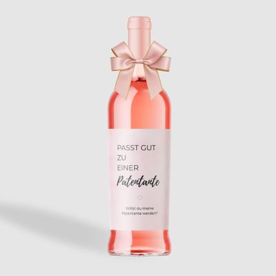 MilaBoo 2-Pack Wine Labels with Ribbon | Various Occasions | Elegant Self-Adhesive & Waterproof Bottle Labels (Godmother - Pink)