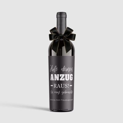 MilaBoo 2-Pack Wine Labels with Ribbon | Various Occasions | Elegant Self-Adhesive & Waterproof Bottle Labels (Best Man - Black)