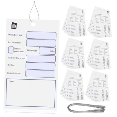 100 Paper Oil Change Labels with Hole and String
