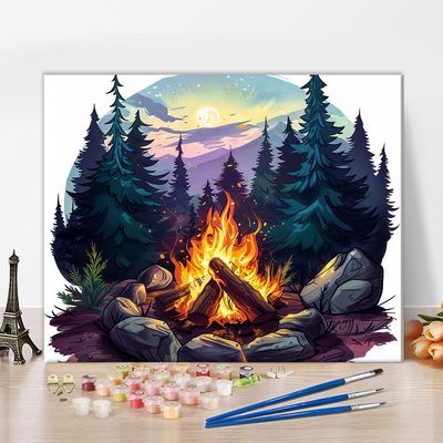 TISHIRON Paint by Numbers Kit for Adults - Campfire in the Forest