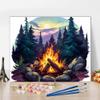 TISHIRON Paint by Numbers Kit for Adults - Campfire in the Forest view 1