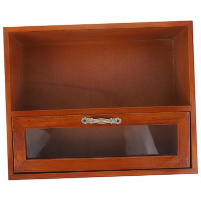minkissy Wooden Desk Organizer Box, Vintage Mini Chest with Lid