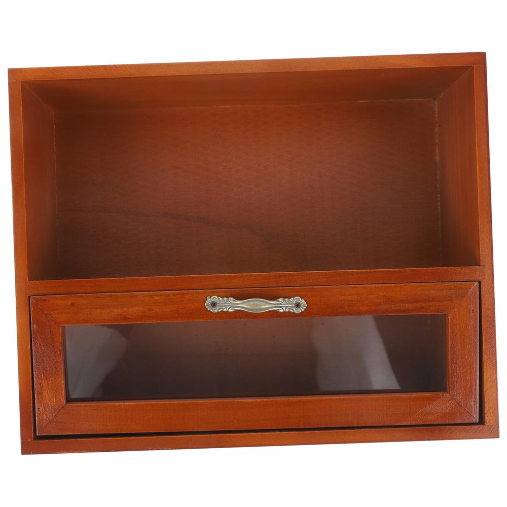 minkissy Wooden Desk Organizer Box, Vintage Mini Chest with Lid