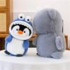 CULASIGN Penguin Stuffed Animal in Shark Costume, Plush Cuddle Pillow for Kids, Blue, 30 cm view 4