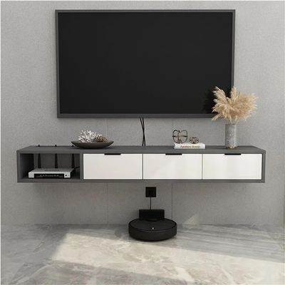 Modern Floating TV Stand, Wall-Mounted Media Console, Gray, 160 x 23 x 17 cm